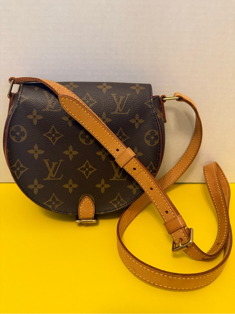 Louis Vuitton Monogram Round Crossbody in Brown and Tan Leather